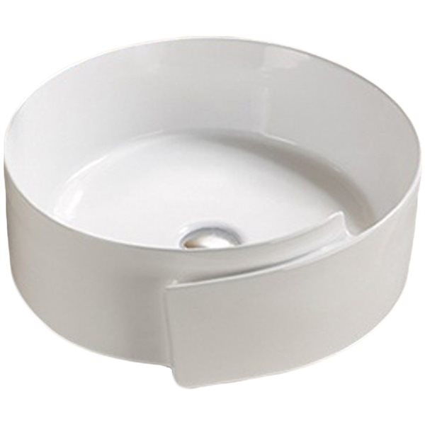 American Imaginations White 17.32-in Vessel Round Bathroom Sink with Chrome Hardware