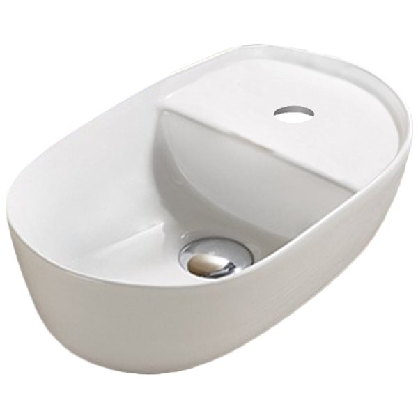 American Imaginations White 16.54-in Vessel Oval Bathroom Sink with Chrome Hardware