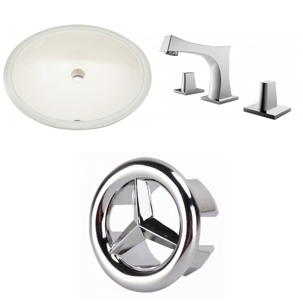 American Imaginations Beige 19.5-in Undermount Oval Bathroom Sink with Chrome Hardware