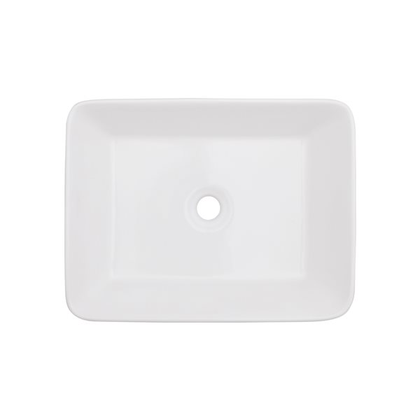 American Imaginations White 18.87-in Vessel Rectangular Bathroom Sink and Chrome Hardware