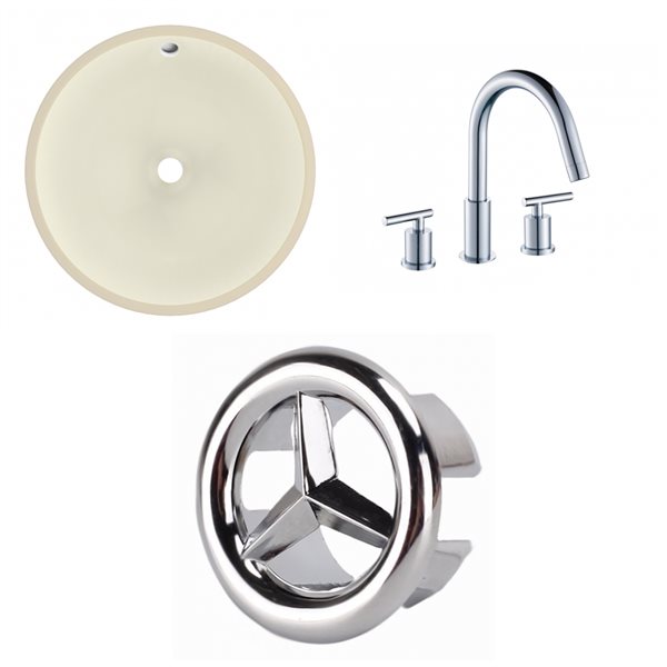 American Imaginations Beige 16-in Undermount Round Bathroom Sink with Chrome Hardware (No drain included)