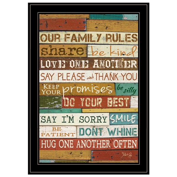 Trendy Decor 4 U 21in x 15in Our Family Rules Wall Art Print with