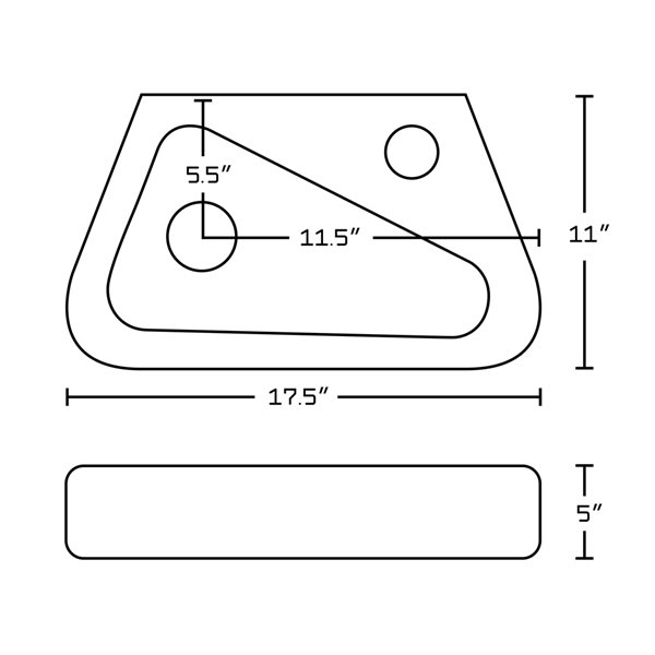 American Imaginations Vessel White/Enamel Glaze Ceramic Irregular Bathroom Sink with Faucet and Overflow Drain (11-in x 17.5-in)