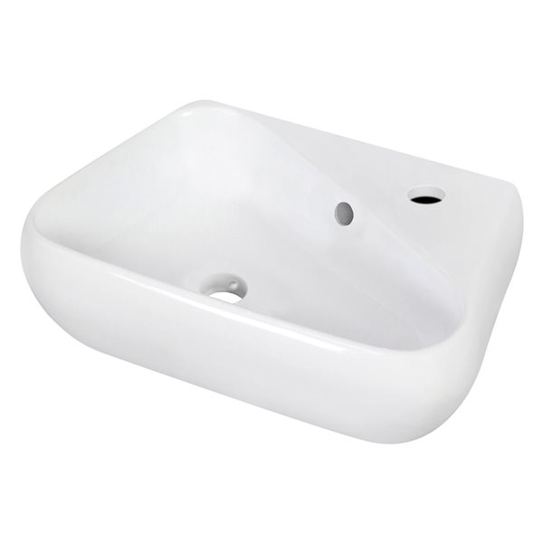 American Imaginations Vessel White/Enamel Glaze Ceramic Irregular Bathroom Sink with Faucet and Overflow Drain (11-in x 17.5-in)