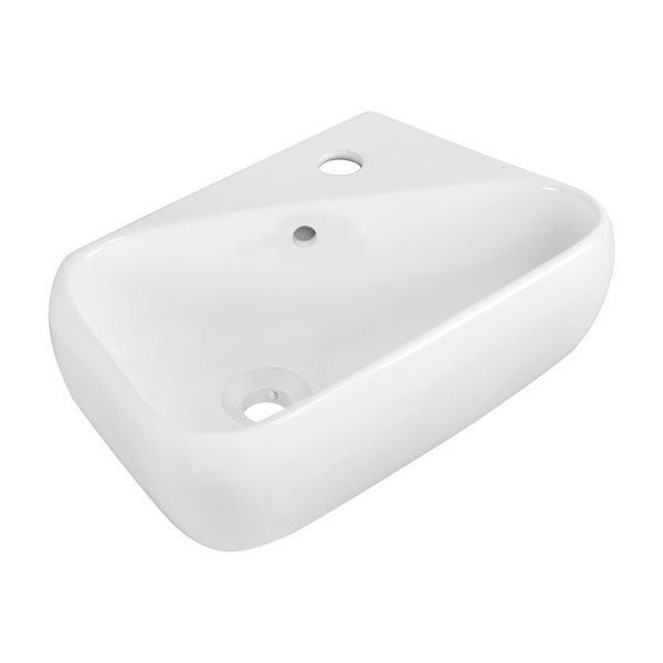 American Imaginations Ceramic Vessel White Rectangular Bathroom Sink with Faucet and Overflow Drain (11-in x 17.5-in)