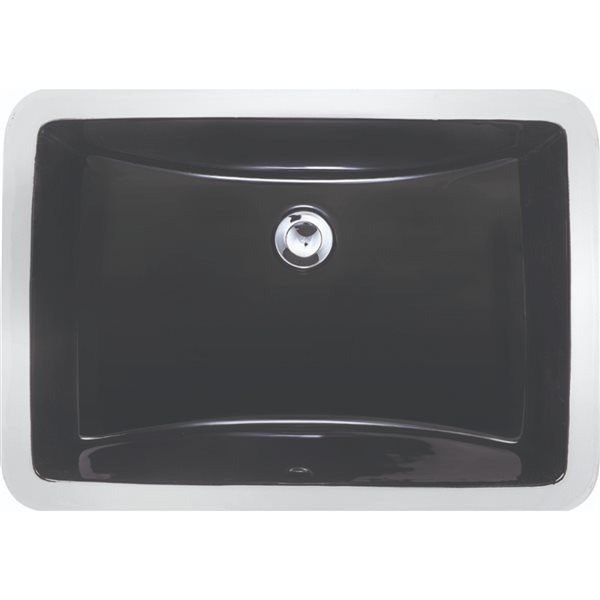 American Imaginations Black/Enamel Glaze Ceramic Undermount Rectangular Bathroom Sink with Overflow Drain (14.75-in x 20.75-in)