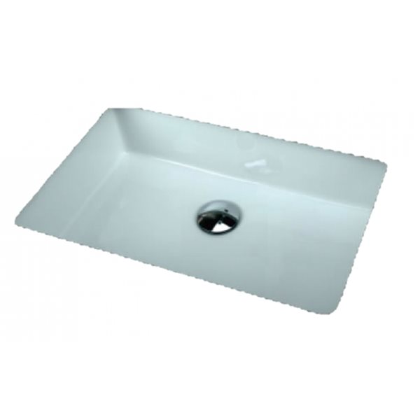 American Imaginations White/Enamel Glaze Ceramic Undermount Rectangular Bathroom Sink with Overflow Drain (14.5-in x 20.75-in)
