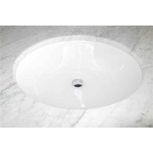 American Imaginations White/Enamel Glaze Ceramic Undermount Oval Bathroom Sink with Overflow Drain (15.75-in x 19.37-in)