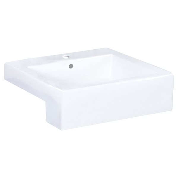 American Imaginations Xena Farmhouse Rectangular Ceramic White Vessel Bathroom Sink with Faucet/Overflow Drain (19-in x 20.2-in)