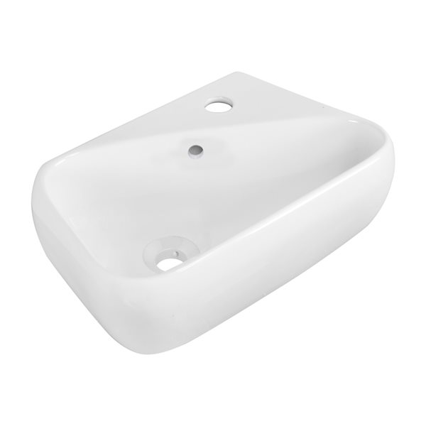 American Imaginations Ceramic White Wall Mount Rectangular Bathroom Sink with Faucet and Overflow Drain (11-in x 17.5-in)