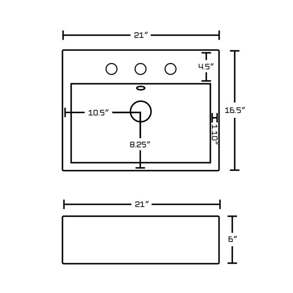 American Imaginations Rectangular White Ceramic Wall Mount Bathroom Sink with Overflow Drain and Faucet (16.5-in x 21-in)