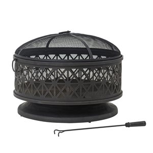 Foyer extérieur au bois Parker par Sunjoy en acier noir de 30 po l.