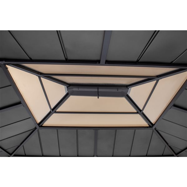 Sunjoy 11-ft x 13-ft Brown Cedar Wood Rectangle Permanent Gazebo with Steel Roof