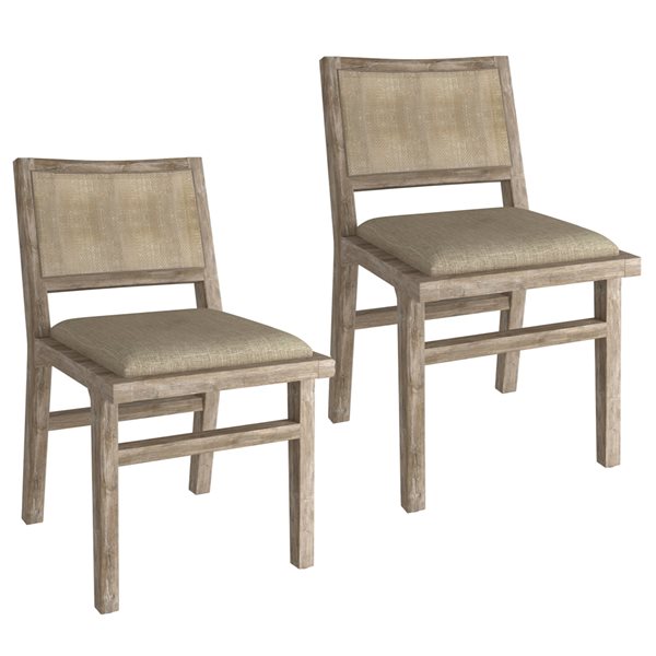 !nspire Mid-Century Modern Beige Linen Side Chair - Set of 2