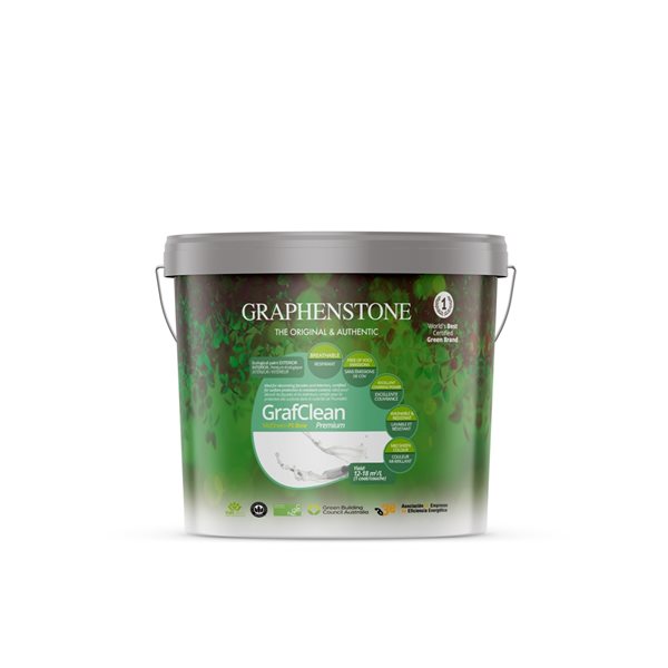 Peinture écologique satinée intérieur/extérieur Grafclean MidShine Premium par Graphenstone, 4 litres, ombre grise