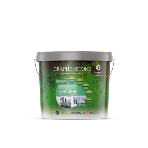 Peinture écologique mate intérieur/extérieur Grafclean Premium par Graphenstone, 4 litres, blanc