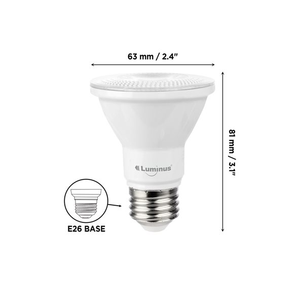 Ampoule à DEL à intensité variable PAR20 équivalent à 50 W de Luminus, lumière du jour (paquet de 12)