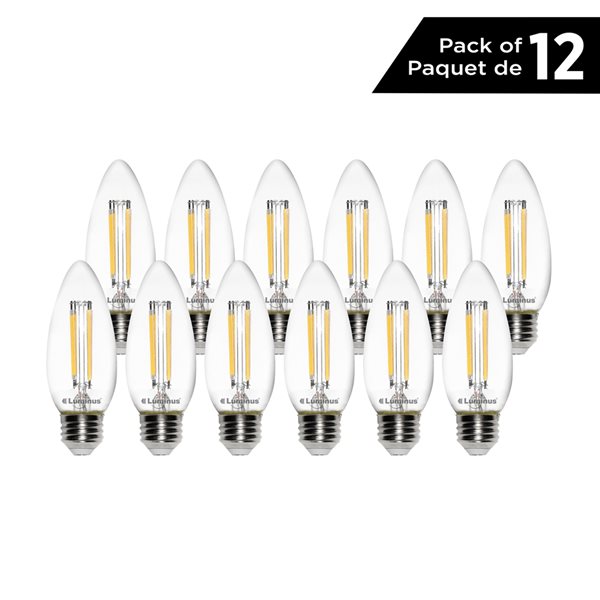 Luminus 40-Watt Equivalent B11 Warm White Dimmable LED Light Bulbs (12-pack)