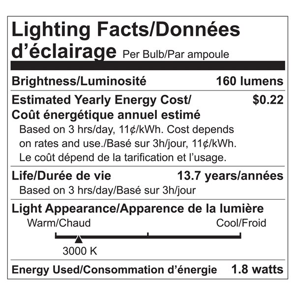 Ampoule à DEL G14 équivalent à 25 W de Luminus, blanc brillant (paquet de 6)