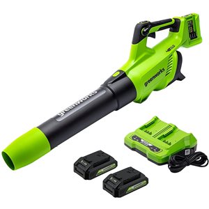 Greenworks 125-mph 24-Volt Lithium-Ion 515 CFM Handheld Cordless Electric Leaf Blower (Batteries and Dual Charger Included)