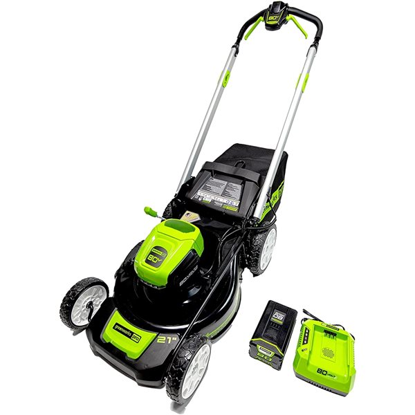 Greenworks 80-Volt Max Brushless Lithium-Ion Self-Propelled 21-in Cordless Electric Lawn Mower (Battery and Charger Included) 2536102HD