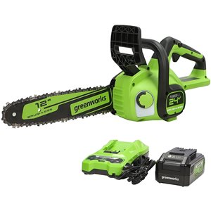 Greenworks 24-Volt Lithium-Ion 12-in Cordless Electric Chainsaw (Battery and Charger Included)
