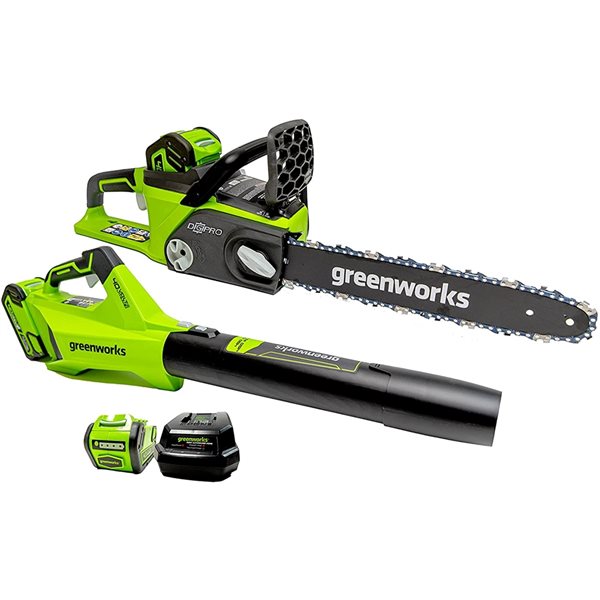 Greenworks 40-Volt 14-in Chainsaw and Leaf Blower Combo Kit (Battery and Charger Included) - 4-Piece
