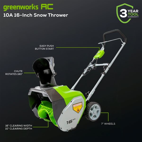Greenworks 10 A 16-in Corded Electric Snow Blower