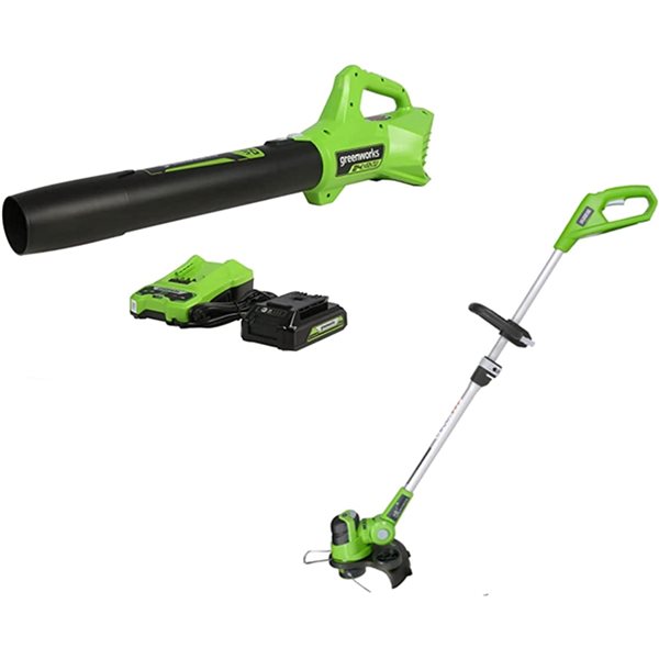 Greenworks 24-Volt Max String Trimmer and Leaf Blower Combo Kit (Battery and Charger Included) - 4-Piece
