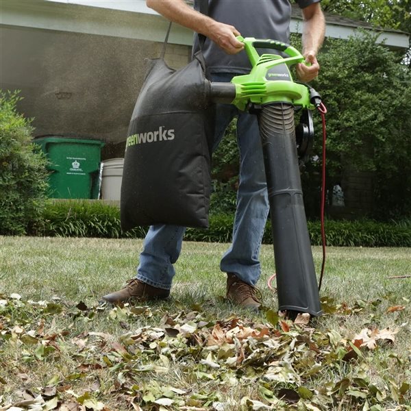 Greenworks 12 A 2-Speed 230-mph, 375 CFM Corded Electric Leaf Blower (Vacuum Kit Included)