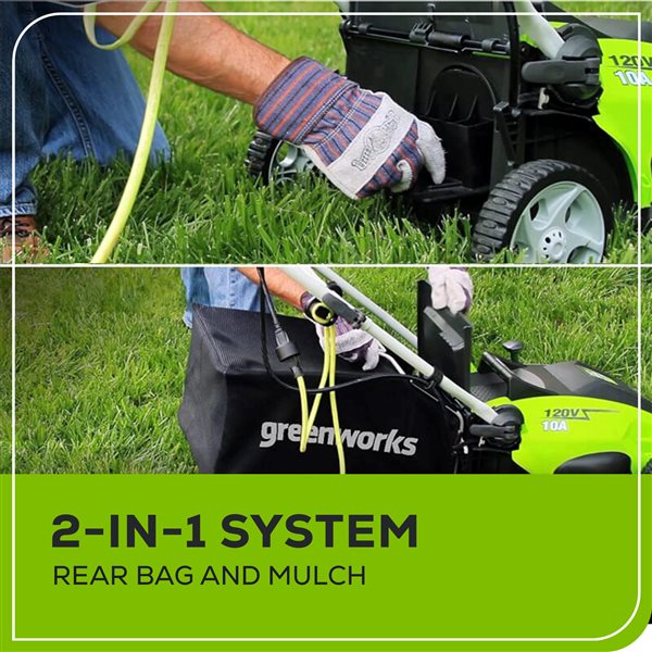 Greenworks 12 Amp Corded 20-Inch Lawn Mower 7 Cutting Positions