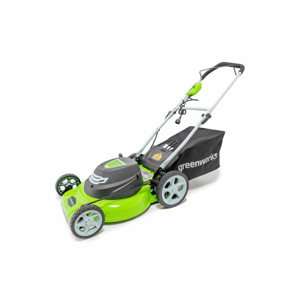 Greenworks Corded Lawn Mower 20-in 12 amp with Bagger and 7