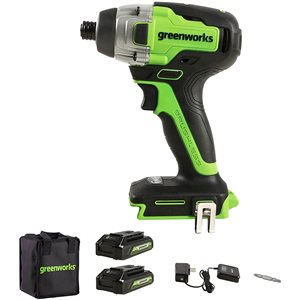 Greenworks 24 V 1/4-in Variable Speed Brushless Cordless Impact Driver (2-Batteries Included)