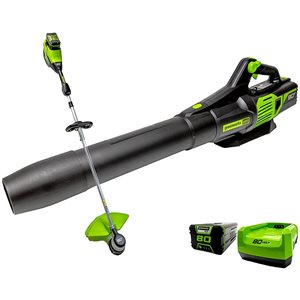 Greenworks 80-Volt Leaf Blower and 16-in String Trimmer Combo Kit (Battery and Charger Included) - 4-Piece