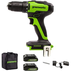 Greenworks 24 V 1/2-in Variable Speed Brushless Cordless Drill/Driver (2-Batteries Included)