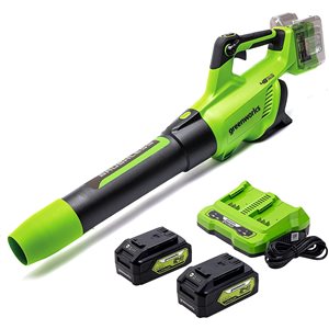 Greenworks 140-mph 24 V Lithium-Ion 585 CFM Brushless Handheld Cordless Electric Leaf Blower (Batteries and Charger Included)
