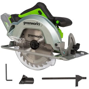 Greenworks 24 V 7.25-in Brushless Cordless Circular Saw with Brake and Iron Shoe