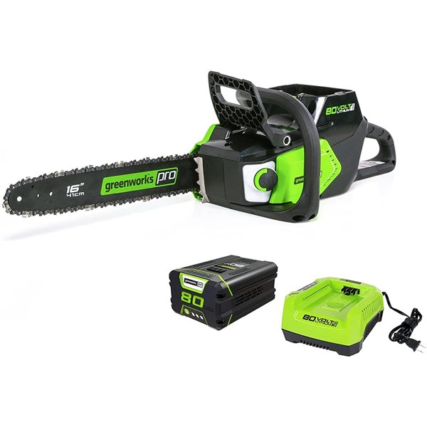 Greenworks 80-Volt Max Lithium-Ion 16-in Cordless Electric Chainsaw (Battery Included)