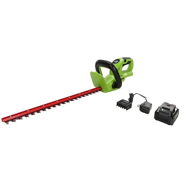 Greenworks 24-Volt 22-in Dual Cordless Electric Hedge Trimmer (Battery Included)