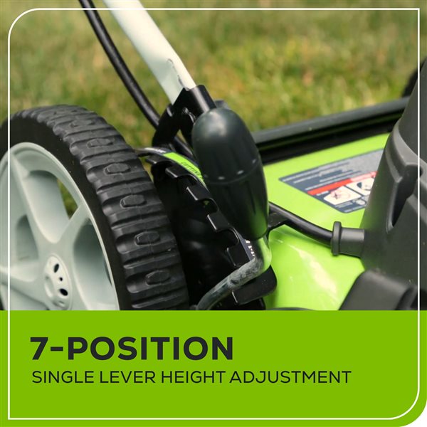 Greenworks Corded Lawn Mower Cut Height 7-Position 7-in Wheels 13 A 21-in