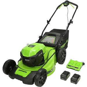 Greenworks 24-Volt Brushless Lithium-Ion Push 20-in Cordless Electric Lawn Mower (Batteries and Dual Charger Included)