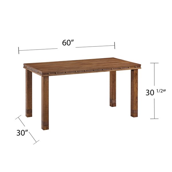 Southern Enterprises Robyn Rectangular Fixed Leaf Standard Table with Whiskey Maple Composite and Whiskey Maple Composite Base
