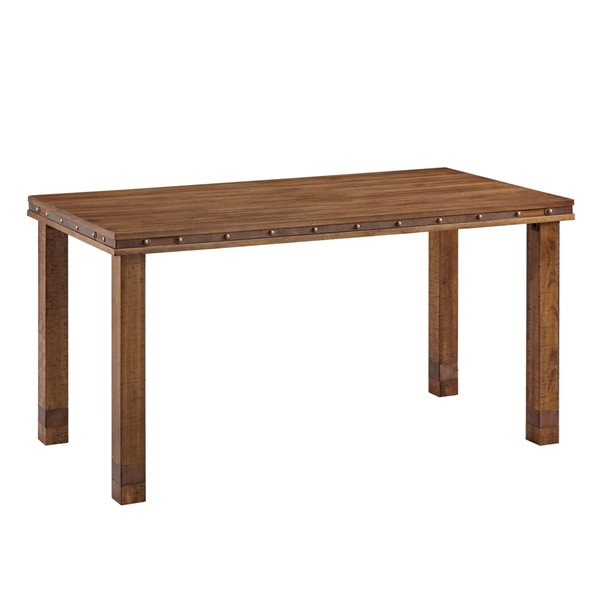 Southern Enterprises Robyn Rectangular Fixed Leaf Standard Table with Whiskey Maple Composite and Whiskey Maple Composite Base