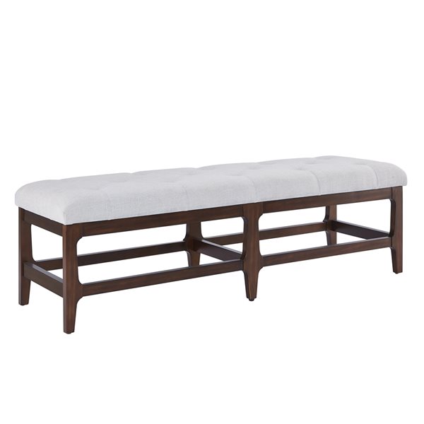 Southern Enterprises Ardsley Mid-Century Accent Bench with Espresso Frame and Grey Top