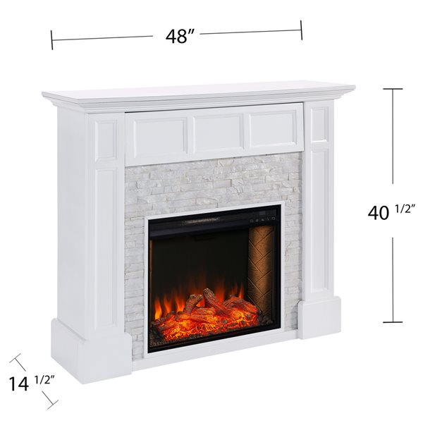 Southern Enterprises Oaknio 48-in White Voice-Enabled Electric Fireplace