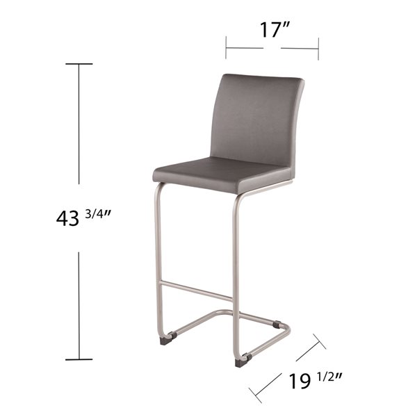 Southern Enterprises Pikes 2-Pack Grey/Brushed Silver Tall Upholstered Bar Stool