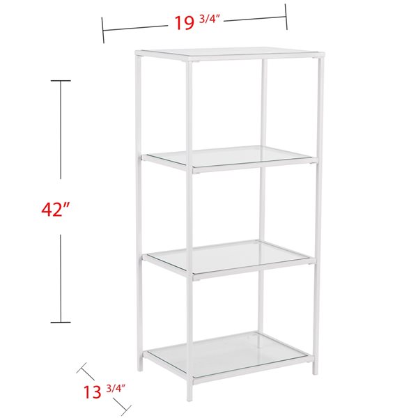Southern Enterprises Pascal Energetic White Metal 3-Shelf Standard Bookcase