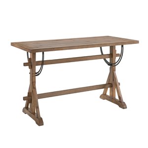 Southern Enterprises Edrie Rectangular Fixed Leaf Standard Table with Natural Wood and Natural Wood Base