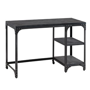 Southern Enterprises Holville 46.25-in Black Industrial Writing Desk with 2-Shelf