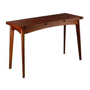 Southern Enterprises Bridgti Square Extending Leaf Standard Table with Whiskey Maple Composite and Whiskey Maple Wood Base